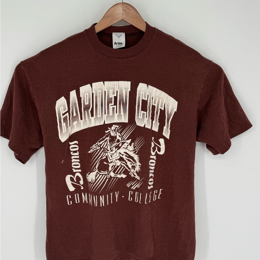 Vintage 70s Garden City Community College Broncos XL Brown Artex Sportswear A7